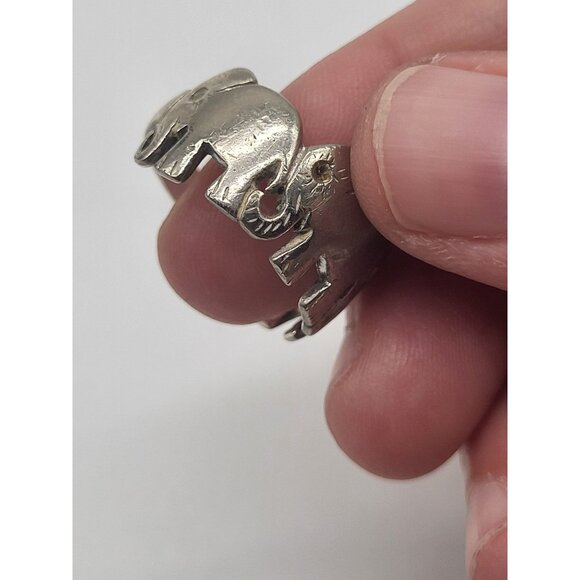 Sterling Silver 925 Stamped Elephant Ring 7.5 - Picture 5 of 10